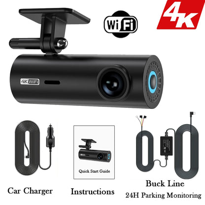 Dashcam pour voiture boîte noire enregistreurs vidéo de conduite 4K WiFi Mini caméra avant Dash Cam 24H moniteur de stationnement caméra d'enregistrement de voiture