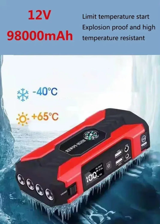 Démarreur de saut de voiture, dispositif de démarrage, batterie externe 12v 98000mAh, démarreur de saut automatique, Booster d'urgence, chargeur de voiture