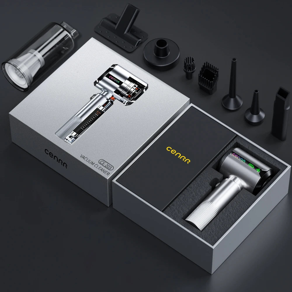 CENRR nouvel aspirateur de voiture sans fil Mini puissant Portable nettoyeur de voiture LED affichage de puissance cadeau lampe pistolet à Air 7500 mAh