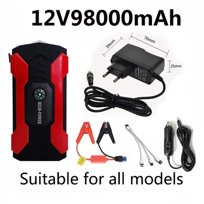 Démarreur de saut de voiture, dispositif de démarrage, batterie externe 12v 98000mAh, démarreur de saut automatique, Booster d'urgence, chargeur de voiture