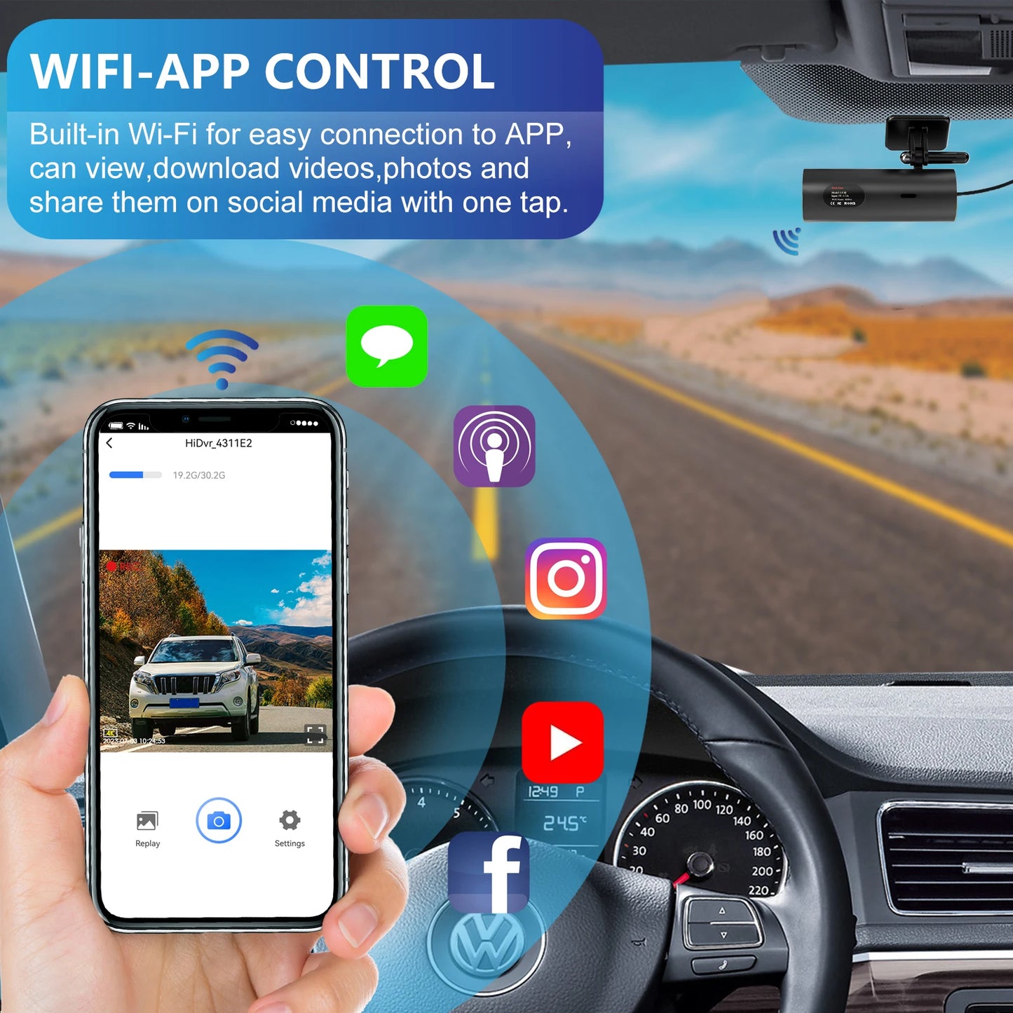 Dashcam pour voiture boîte noire enregistreurs vidéo de conduite 4K WiFi Mini caméra avant Dash Cam 24H moniteur de stationnement caméra d'enregistrement de voiture