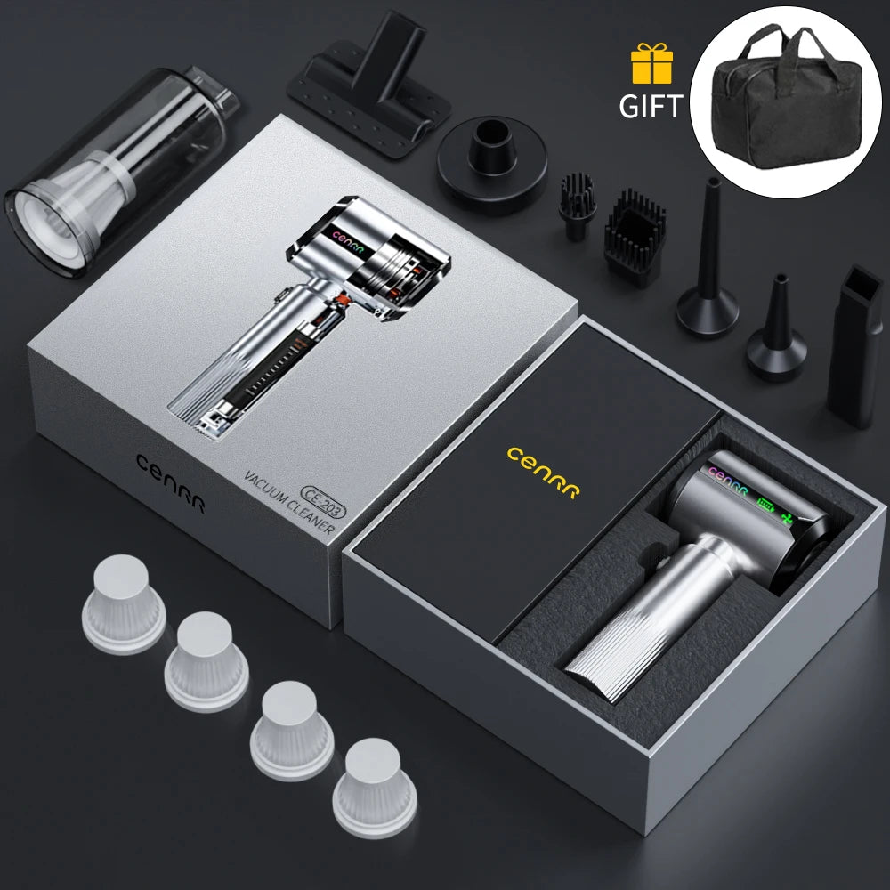 CENRR nouvel aspirateur de voiture sans fil Mini puissant Portable nettoyeur de voiture LED affichage de puissance cadeau lampe pistolet à Air 7500 mAh