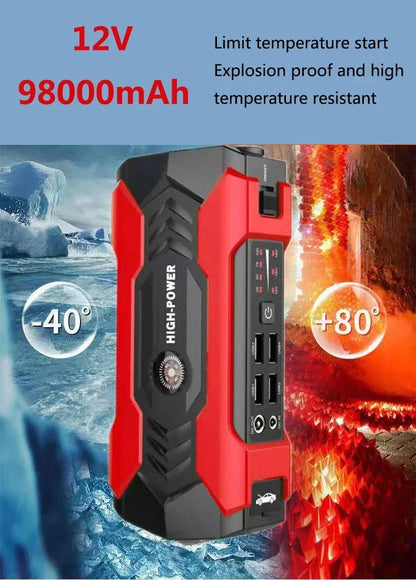 Démarreur de saut de voiture, dispositif de démarrage, batterie externe 12v 98000mAh, démarreur de saut automatique, Booster d'urgence, chargeur de voiture