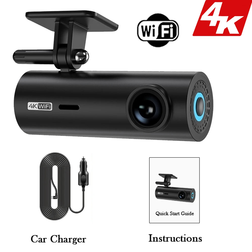 Dashcam pour voiture boîte noire enregistreurs vidéo de conduite 4K WiFi Mini caméra avant Dash Cam 24H moniteur de stationnement caméra d'enregistrement de voiture
