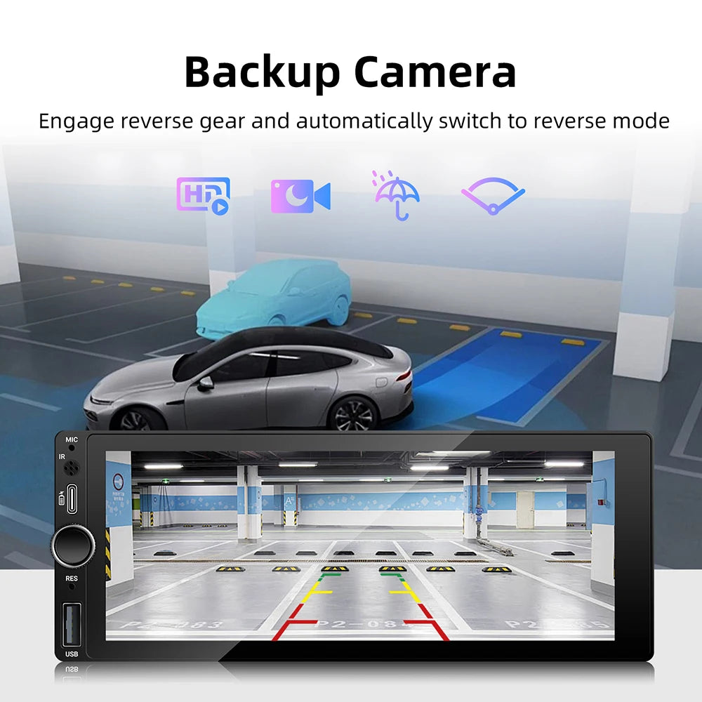 1DIN 6.86 pouces universel MP5 autoradio Support sans fil Carplay Android AUTO AUX USB BT écran tactile lecteur vidéo multimédia