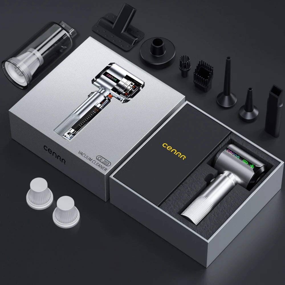 CENRR nouvel aspirateur de voiture sans fil Mini puissant Portable nettoyeur de voiture LED affichage de puissance cadeau lampe pistolet à Air 7500 mAh