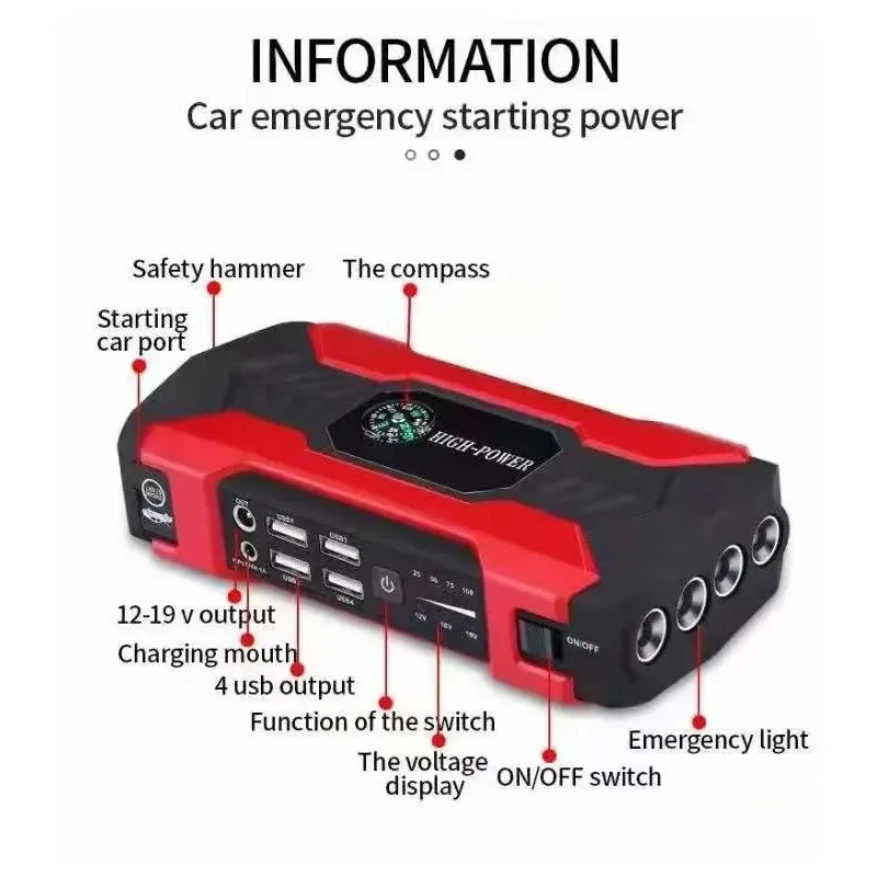 Démarreur de saut de voiture, dispositif de démarrage, batterie externe 12v 98000mAh, démarreur de saut automatique, Booster d'urgence, chargeur de voiture